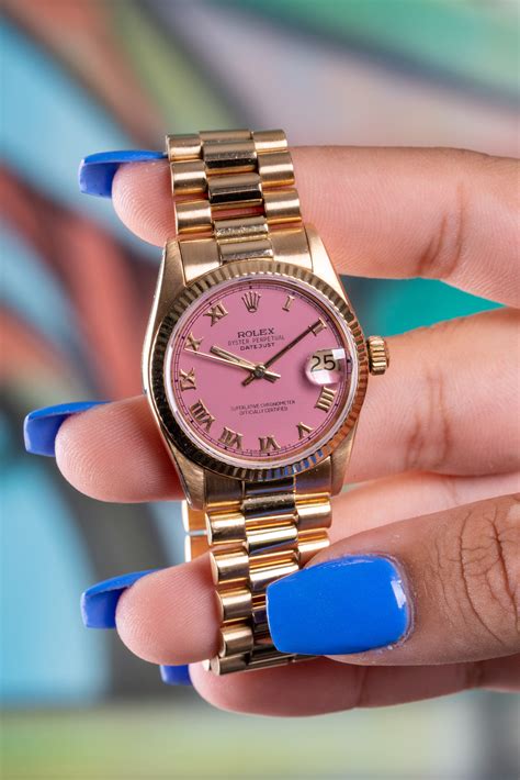 rolex pink dial replica|pink rolex watches for women.